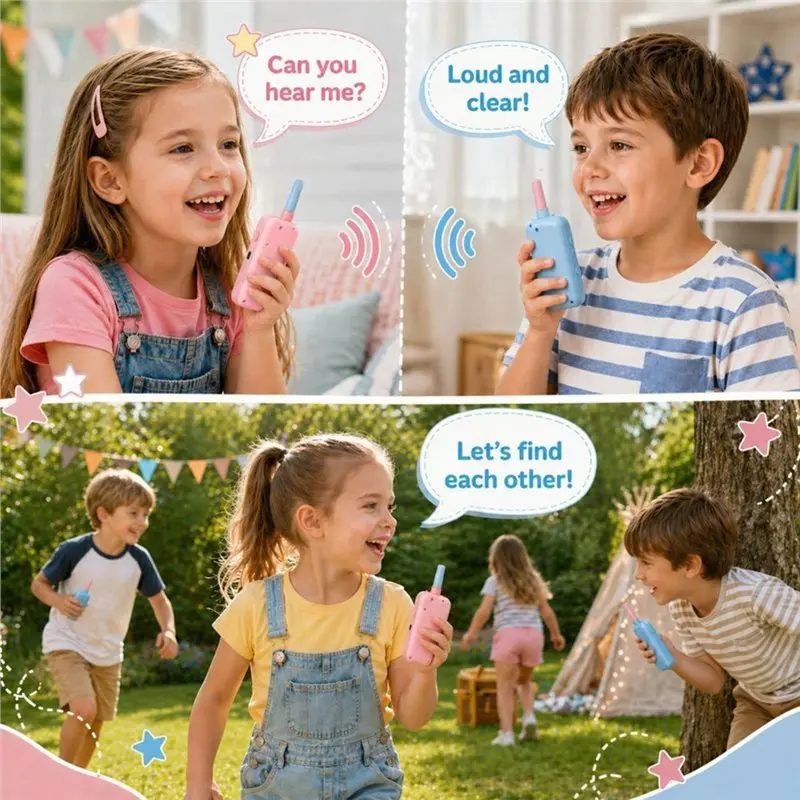 Stylish-2PCS Long Range Walkie Talkies For Kids With 4 Voice Effects, Video Walkie Talkies, Video Call