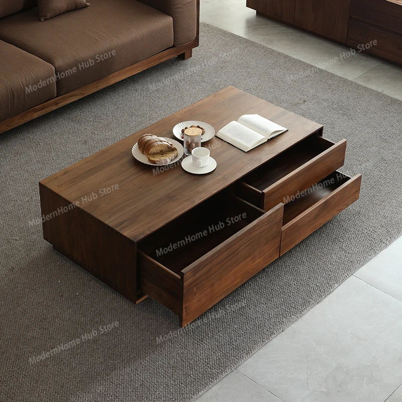 Luxury Drawers Coffee Table Wood Moving Storage Unique Apartamento Modern Side Table Living Room Kaffee Tische Home Furniture
