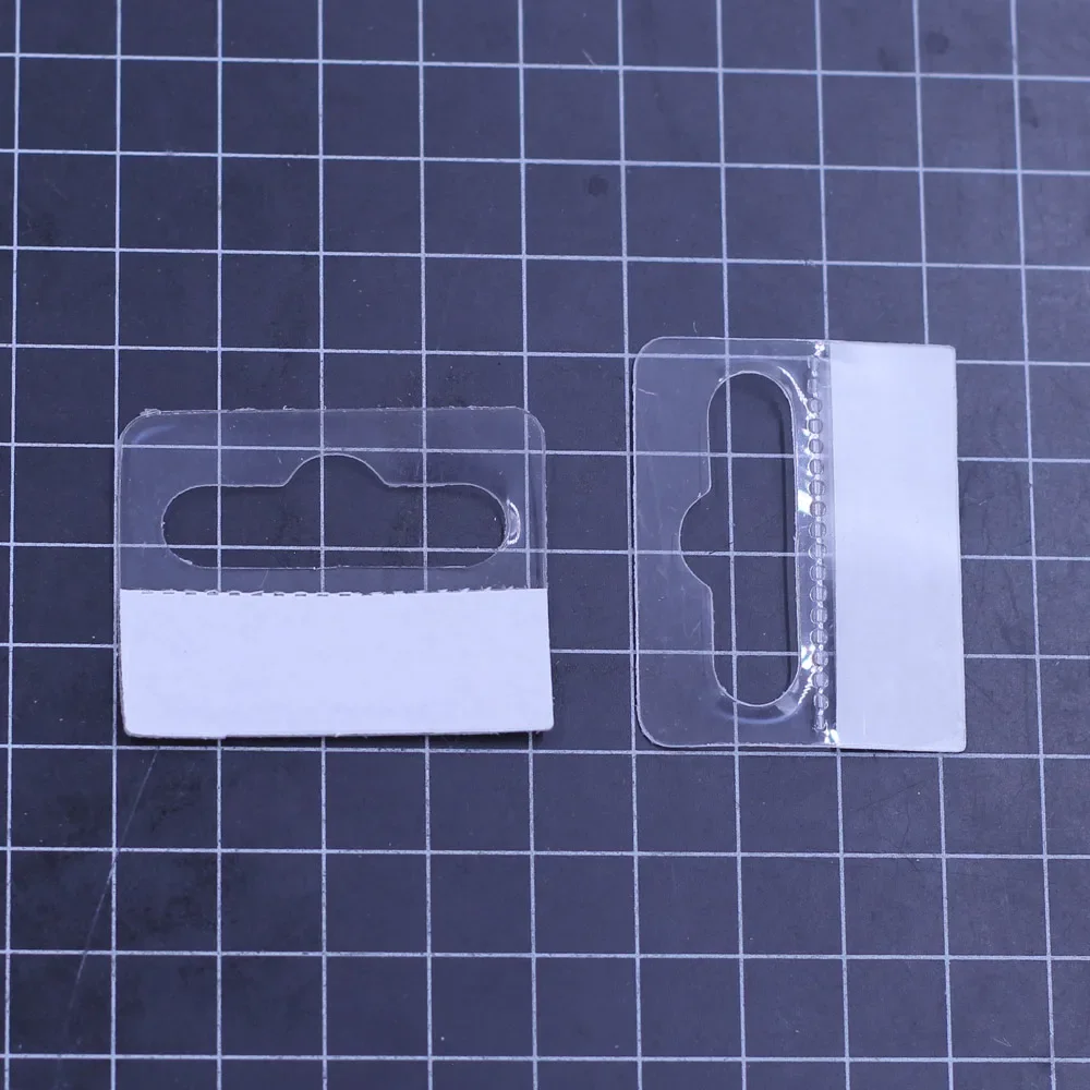 1500Pcs Display Cards Tags Hanging Favor Label With Adhesive Transparent White Plastic Jewelry DIY Findings 4.1x3.2cm