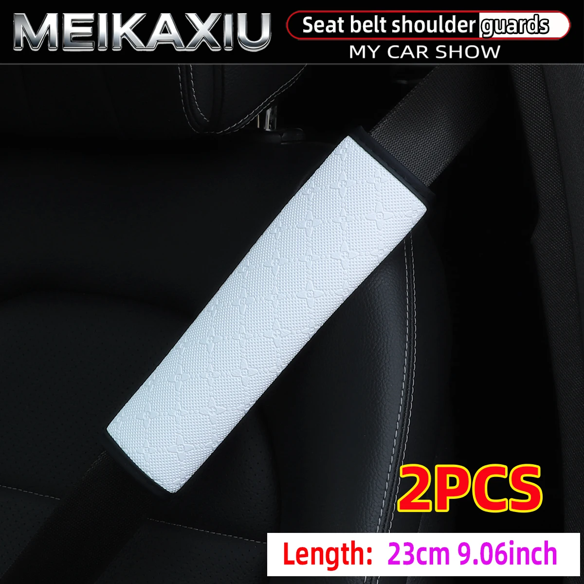 Women's PU Leather Car Shoulder Pads Embossed Star Design 23cm Seat Belt Decorative Interior Accessory One Or Two Stars