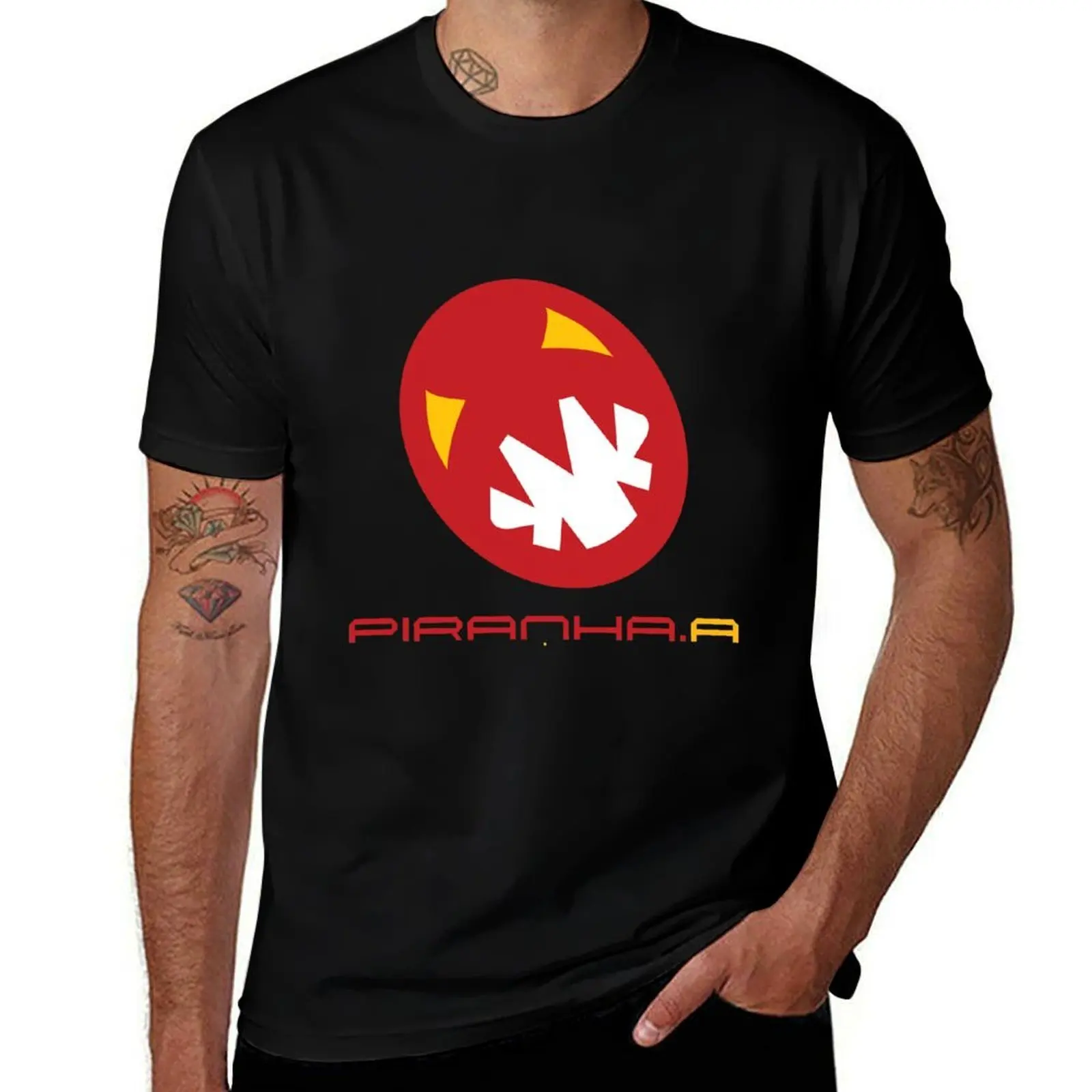 Wipeout - Piranha T-Shirt Basic Crew Neck Short Sleeve Top T-Shirt