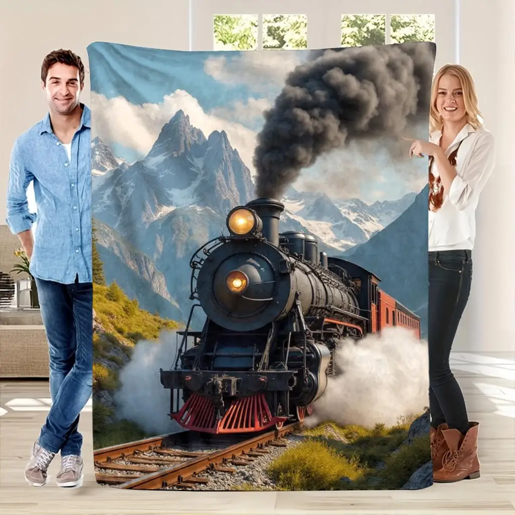 Epic Steam Train Blanket Throw Tapestry Vintage Locomotive Railway Art for Home Decor 150x200cm