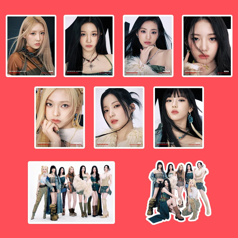 101Pcs/Pack KPOP BABYMONSTER Stickers BABYMONS7ER Album Member Photo Suitcase Phone Sticker RAMI RORA AHYEON ASA RUKA Fans Gift