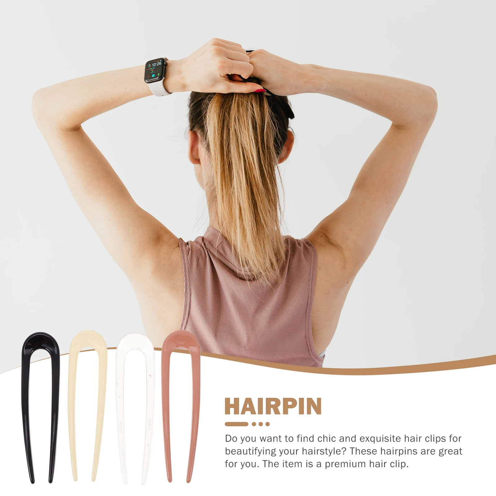 

4pcs U-shaped Clips for Women Resin Hair Forks Stylish Retro Chic Hair Sticks Decorative Accessories for Parties Daily Wear Buns