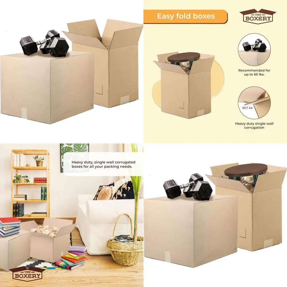 

15-Pack 22x18x16 ECT44 Corrugated Cardboard Boxes - Brown/Kraft, Heavy Duty, Recyclable for Shipping, Packing, Moving, and Stora