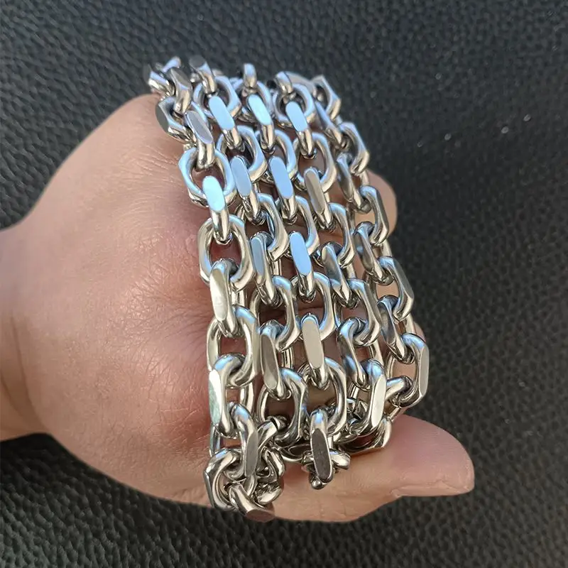 جديد 316L الفولاذ المقاوم للصدأ كابل قلادة سميكة يمكن قوي حلقة طويلة الدفاع عن النفس سلسلة للرجال النساء الصلبة لا تتلاشى