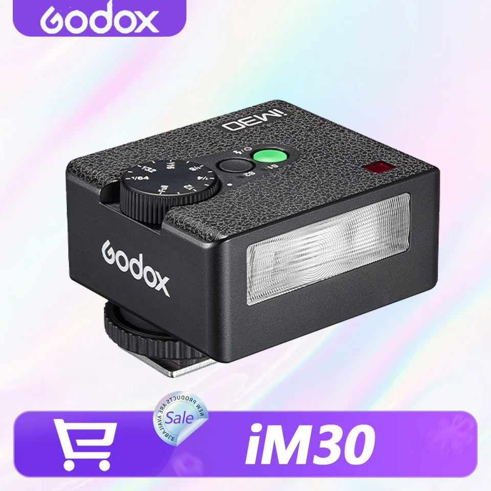 godox-im30ミニフラッシュスピードライトgn15-7段階出力-78g-ポケットサイズ-マニュアルオンカメラフラッシュ-s1-s2光学トリガー付き