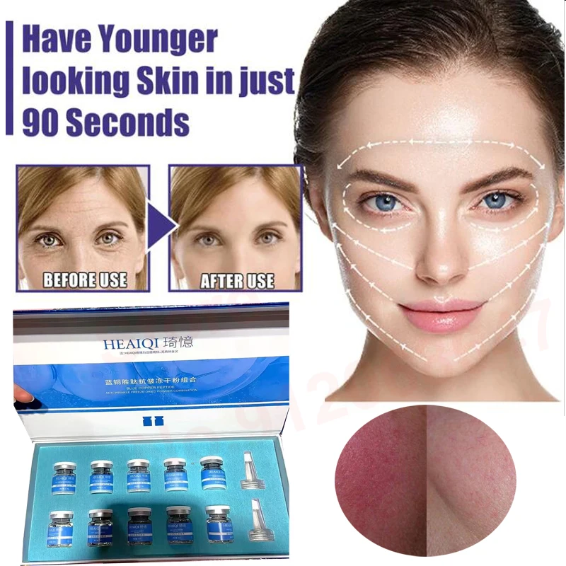 

Синий медный пептид, лиофилизированный порошок, набор, олигопептидная эссенция против морщин, сужающая поры, лечение прыщей, сыворотка для ухода за кожей, 10 шт.