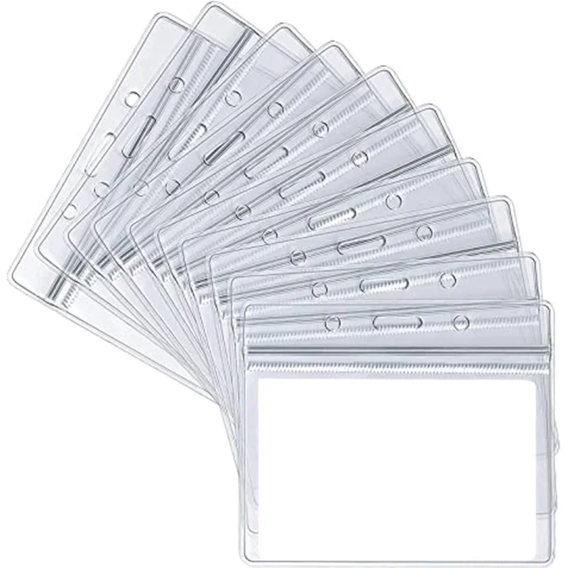 

10 шт./лот, горизонтальный вертикальный чехол для рабочей карты, прозрачный виниловый держатель для бейджа, сумка для карточек, защитный чехол