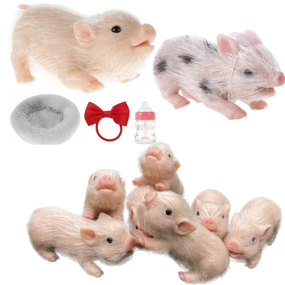 Simulation Pig Doll Pendant Soft Silicone Pig Doll Toy Body Hairy Pig Ornaments for Girls Boys Christmas Gifts Home Decoration