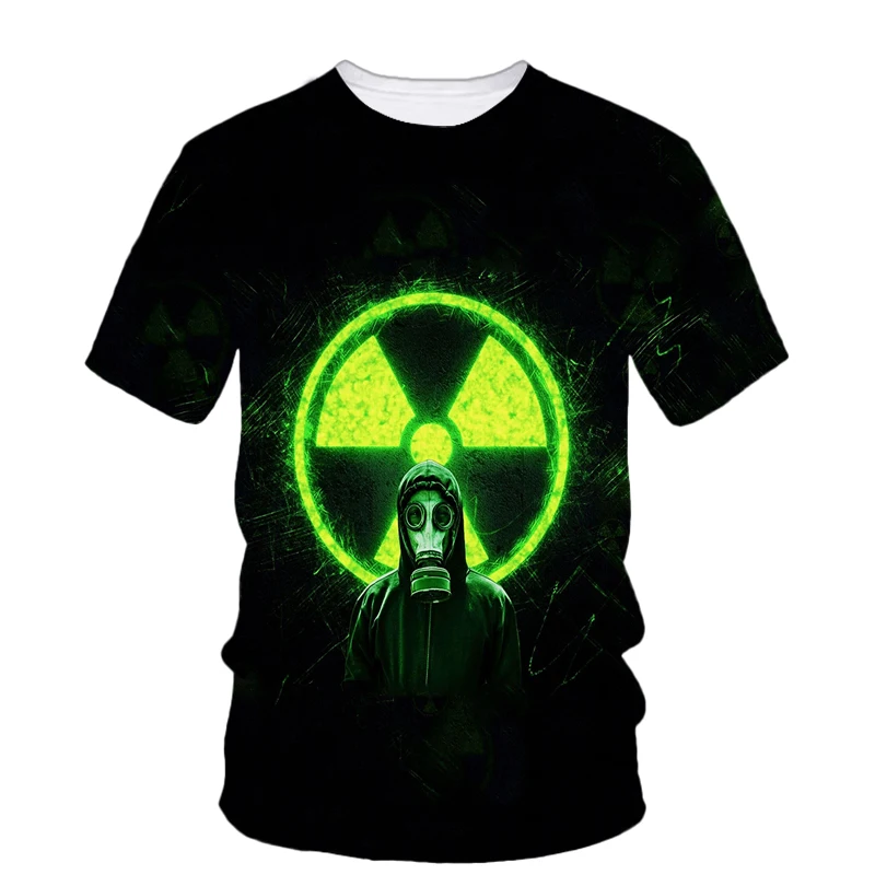 

Summer New Nuclear Pollution Mark 3d Printing Men'S Short Sleeve Fashion Alternative Personality T-Shirt Loose O Collar Clothing