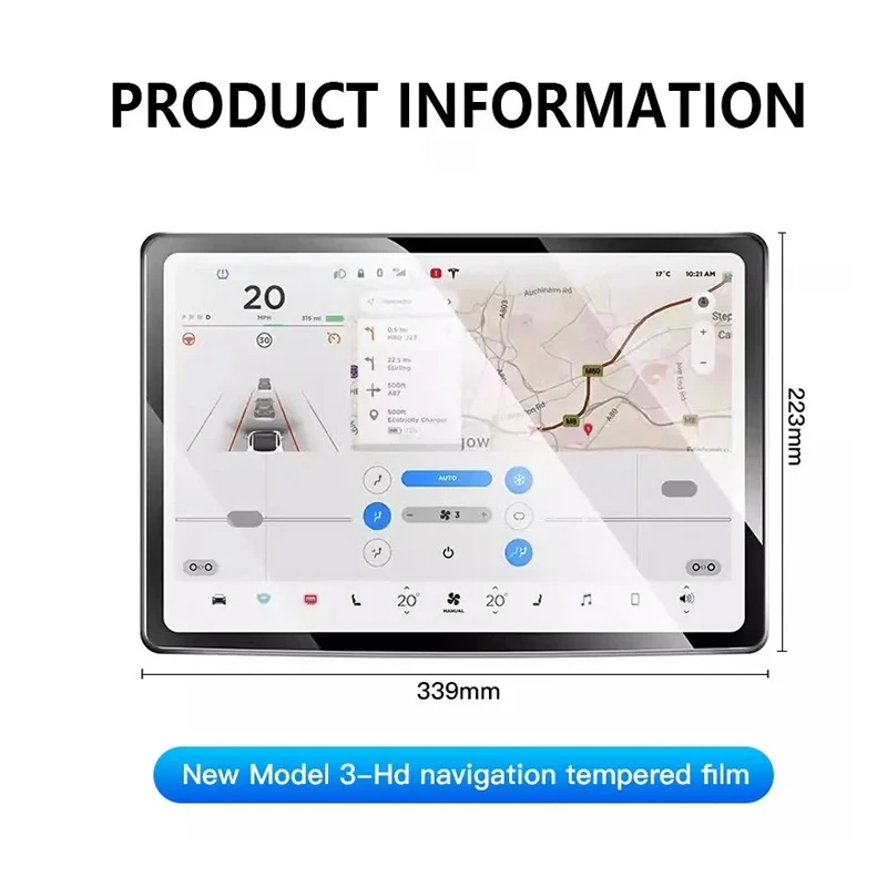 Tempered Glass Screen Protector for Tesla Model 3 Highland 2024 Rear Row Center Control Touch Screen Protect Film Car Accessory