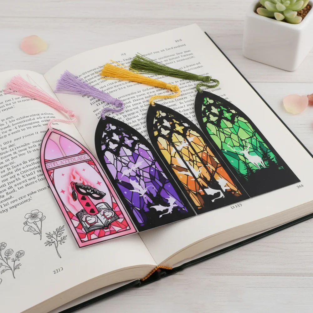 Fantasy Acotar Stained Glass Window Bookmark Fourth Wing Fantasy Novel Fan Book Accessory Spicy Bookmark for Women