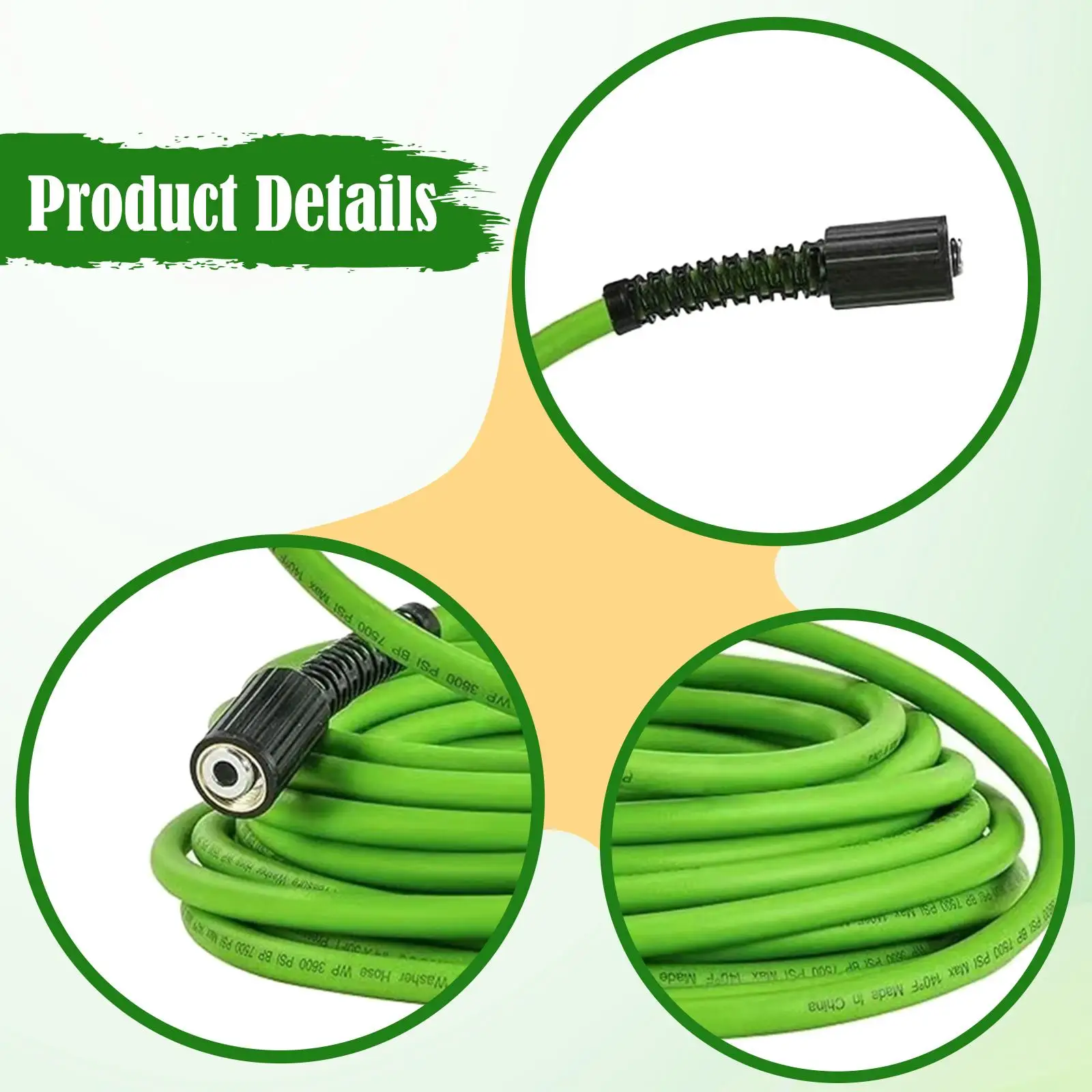 High Pressure Washing Hose PVC Leakproof M22 14mm Fittings Kink Resistant Anti Twist Extension for Portable Pressure Cleaner