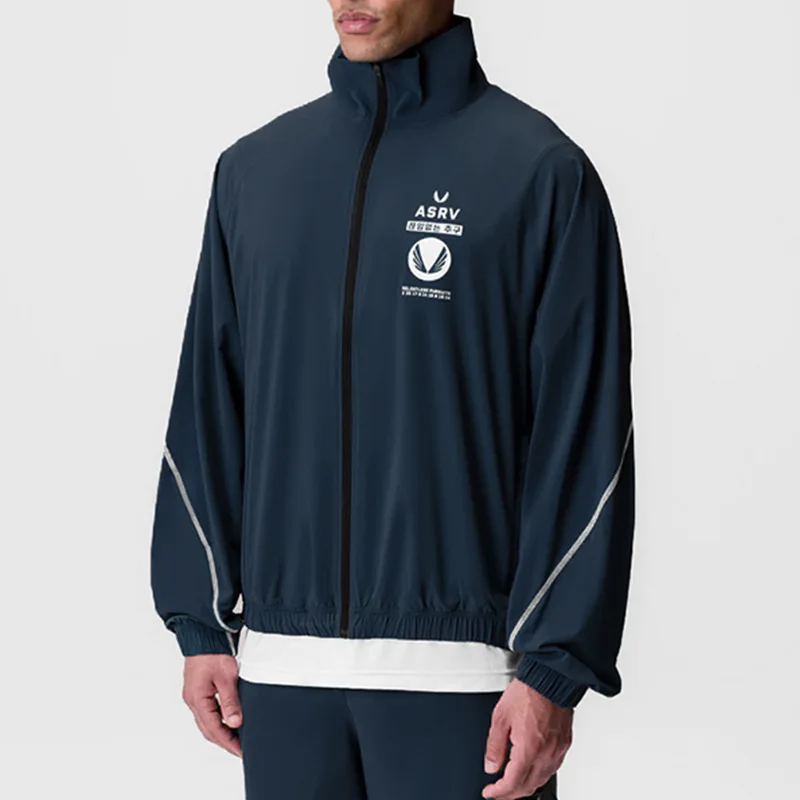 B&C Zip Up Track Jacket with Contrast Piping Stand Collar Athletic Outerwear for Men Gym Running Training