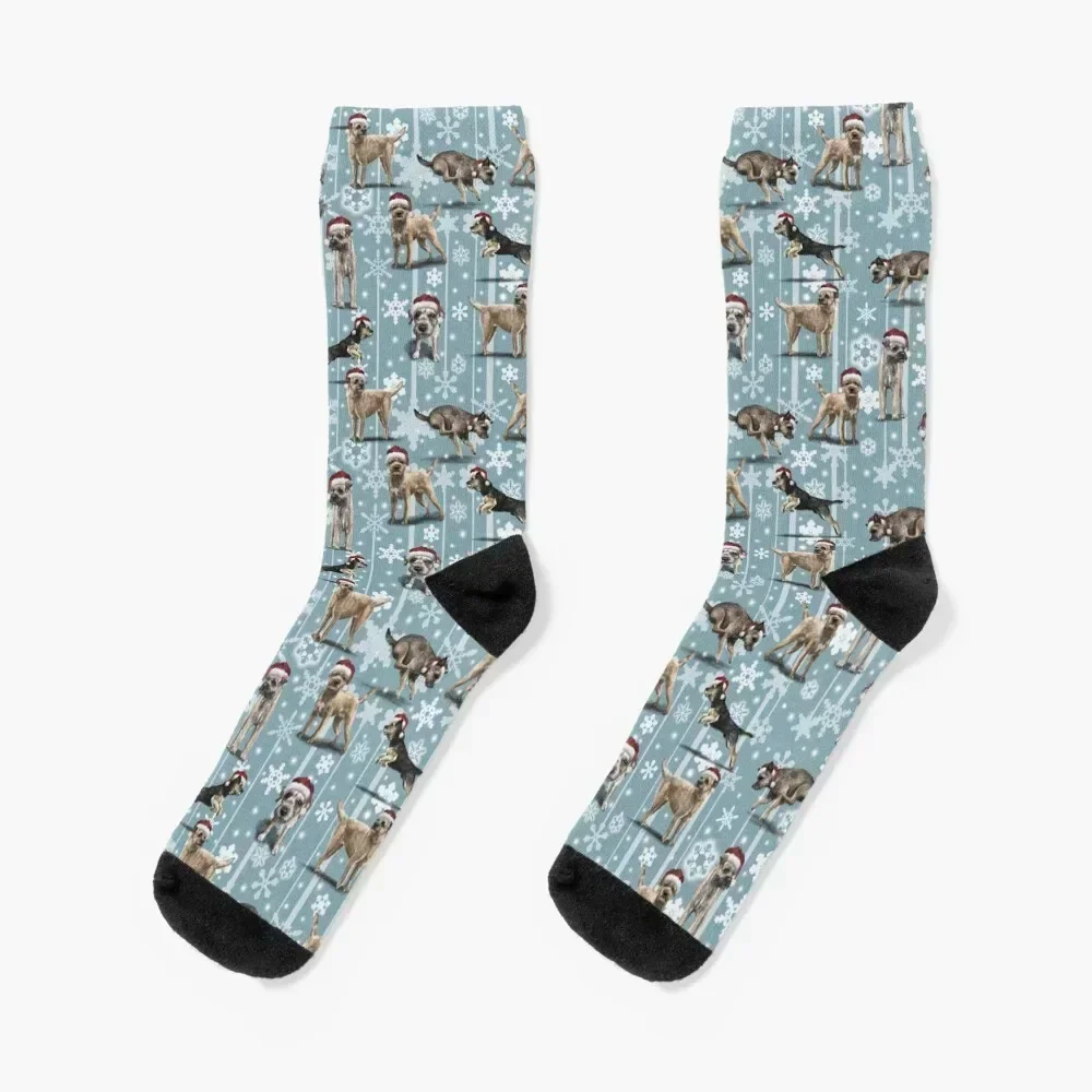 

The Christmas Border Terrier Socks short Thermal man winter football anti slip football Socks Male Women's