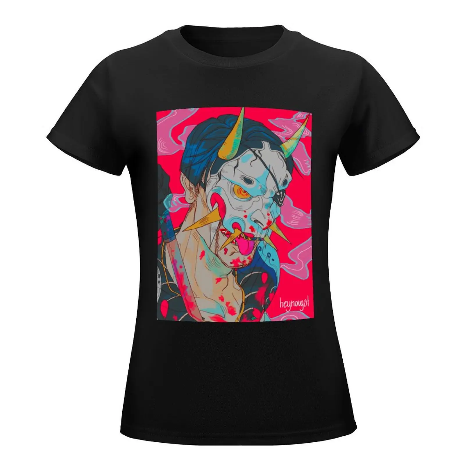 Hannya Man T-Shirt summer tops funny aesthetic clothes oversized workout shirts for Women