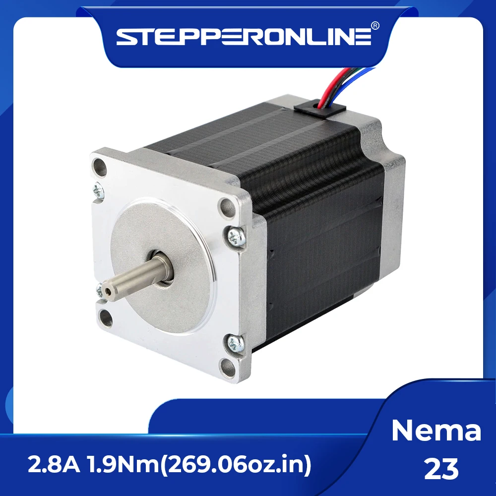 

STEPPERONLINE Nema 23 Stepper Motor 76mm 1.9Nm 23HS7628 Motor 2.8A 4-lead Nema23 Step Motor for CNC Engraving Milling Machine