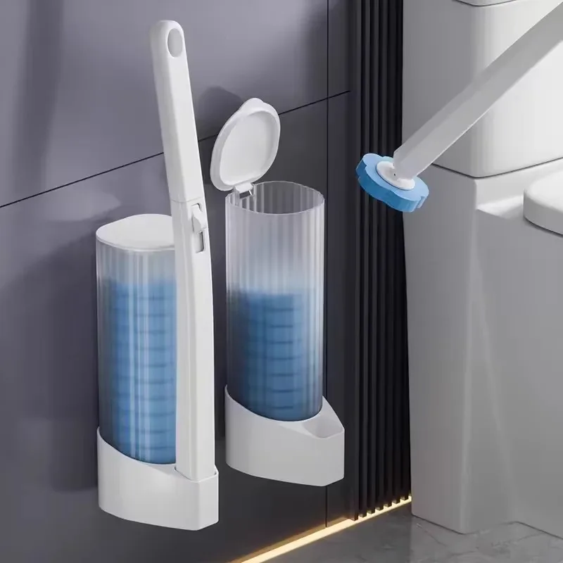 6/60PCS Disposable Sponge Toilet Brush Bathroom Toilet Replacement Stain Removed  Dissolving Head Home Fresh Cleaning Supply