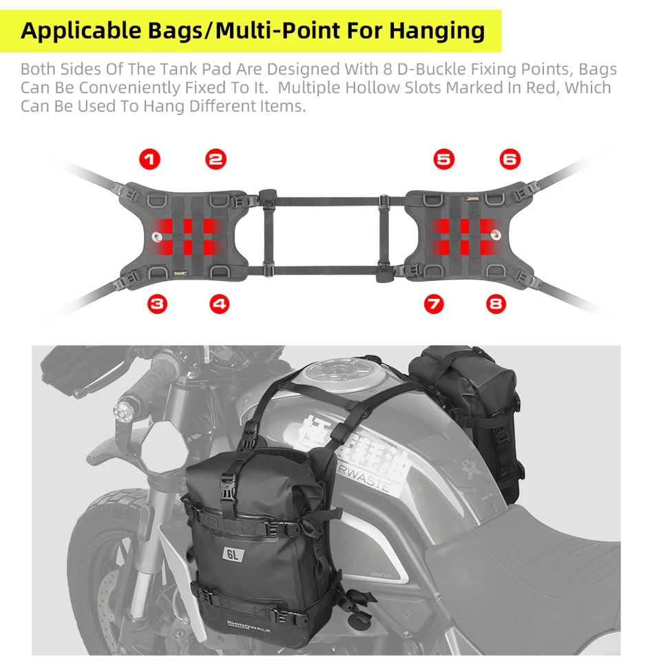 Rhinowalk Motorcycle Tank Bag Side Hanging System Motor Tank Side