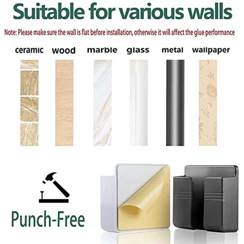 1Pcs Multifunction Punch Free Wall Mounted Storage Box Organizer TV Remote Control Mounted Mobile Phone Plug Charging Holder