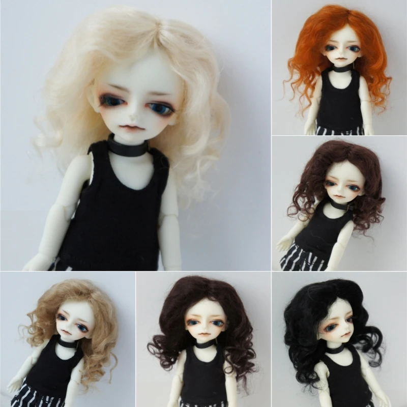 JD039  Mid parting French Curl Mohair Doll Wigs 1/12 1/8 1/6 1/4 1/3 Lati White & Yellow OB11 YOSD MSD SD Doll Accessories