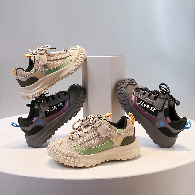 

Kids Casual Sneakers Toes Capped Soft Sole Children Tennis Shoes Handsome 2025 Autumn New Boys Girls Sports Shoes Non-slip Trend
