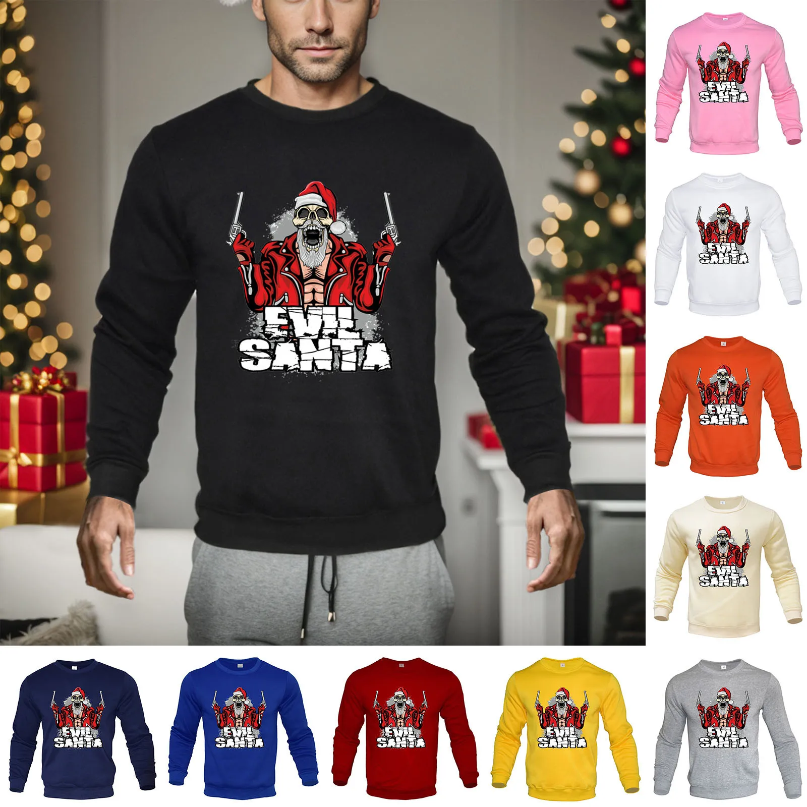 Christmas 2023 New Printing Round Neck Pullover Sweatshirt Sweater Men Ugly Christmas Sweater Autumn Winter Blouses Tops