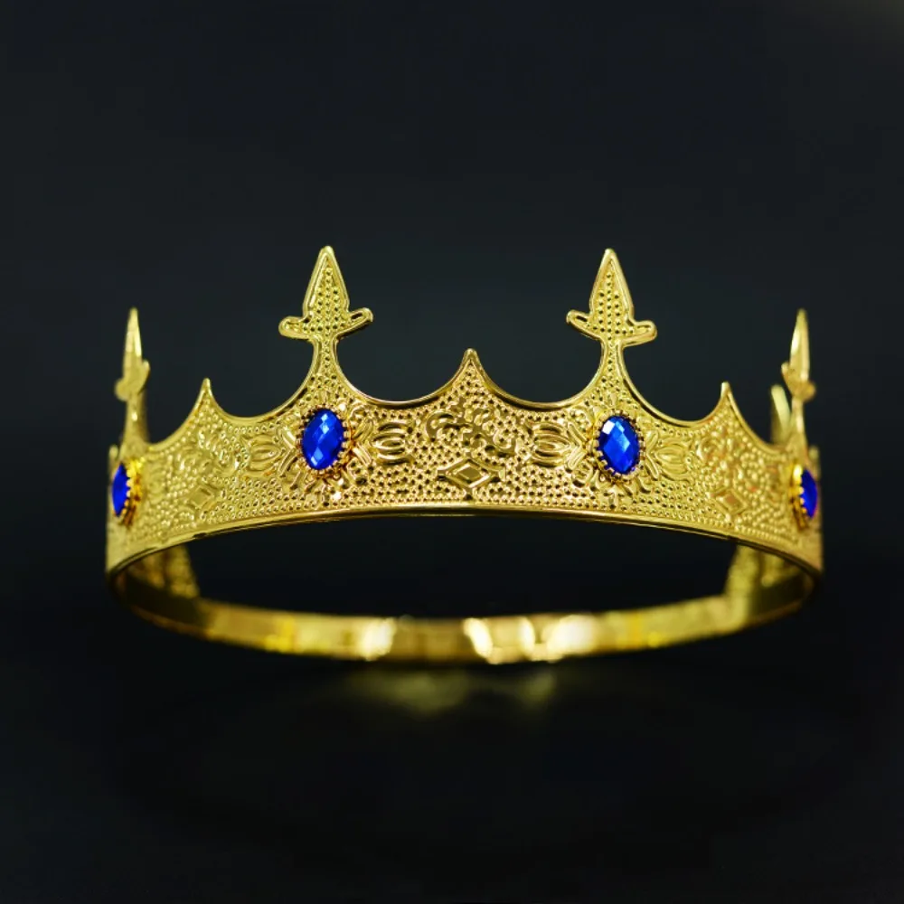 気質ヴィンテージバロッククラウンエレガントなアンティークブロンズキングティアラクラウン帽子調節可能な古代ギリシャティアラパーティー