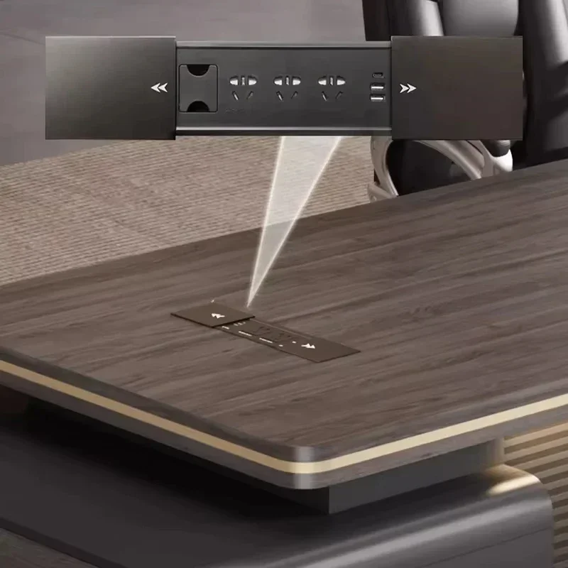 Station Design Management Luxury Smart Office Desk Built-in Docking System Wireless Charging Bureau De Direction Furniture