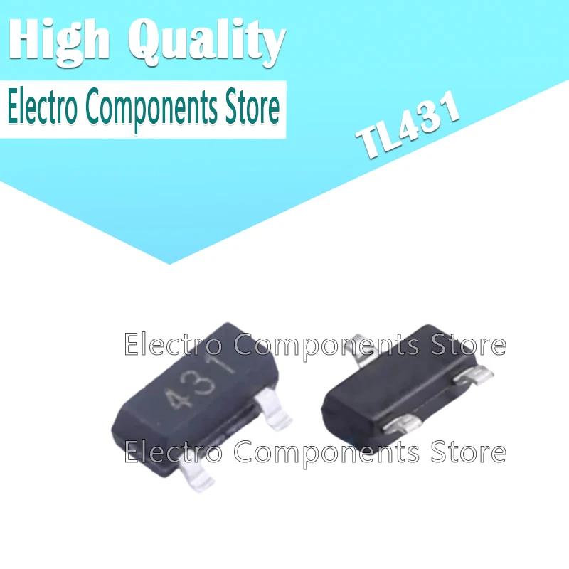 50PCS TL431 (Marking 431) 431 SOT-23 0.5% ADJUSTABLE PRECISION SHUNT REGULATOR SMD Voltage Stabilizing Transistor