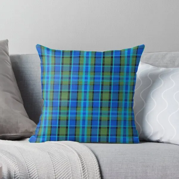 Westy Tartan Blue Plaid For Bulli Bus Ca  Printing Throw Pillow Cover Fashion Case Square Car Decor Pillows not include One Side