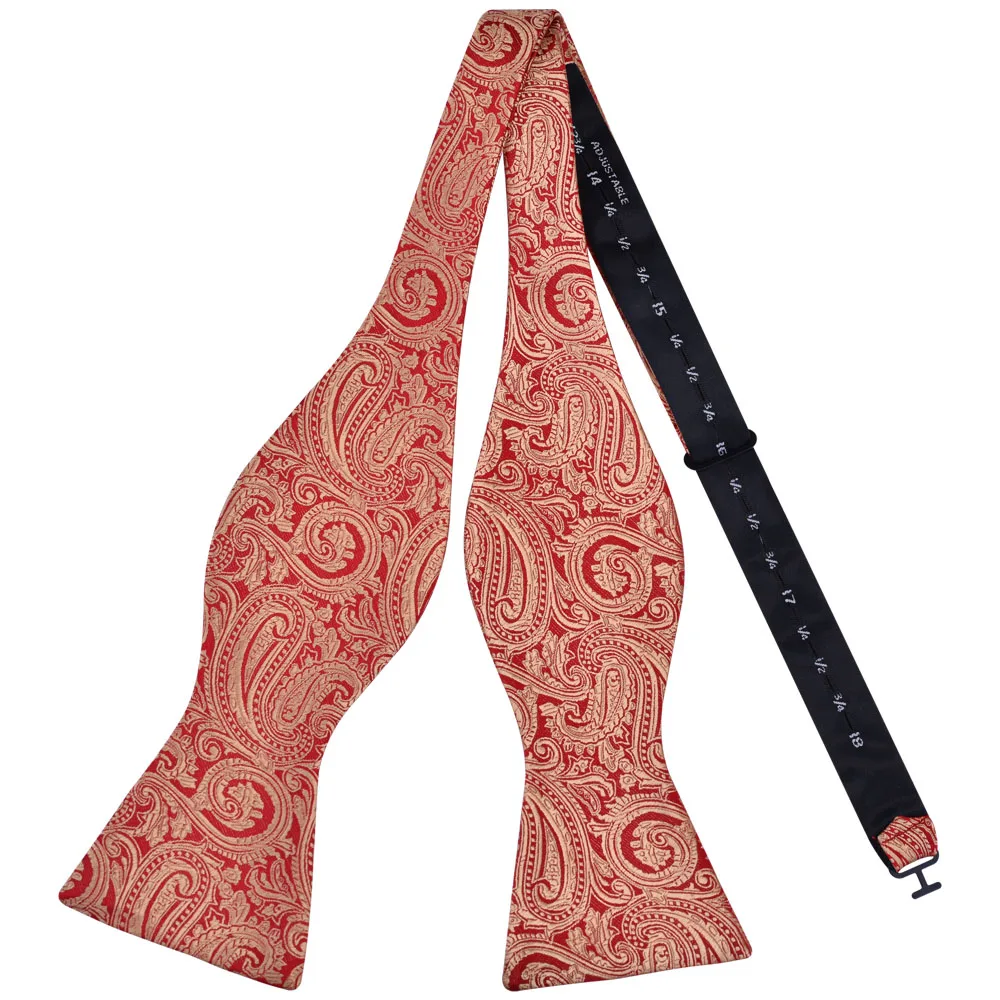 GUSLESON Kwaliteit Zwart Rood Paisley Zijde Heren Zelfbinder Boog Verstelbare Bloemen Zelfgebonden Strikjes Voor Mannen Pak Bruiloft