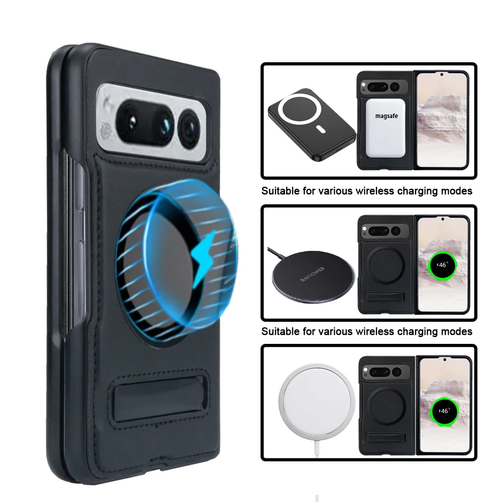 teroxa for Google Pixel Fold Case Cover,Built in Kickstand and Magnetic Ring Compatible with MagSafe Wireless Charger Charging