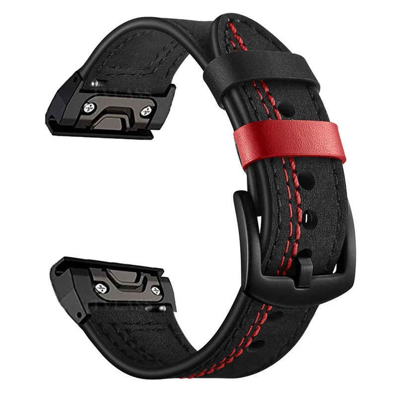 22mm 26mm Genuine Leather Strap for Garmin Tactix 7 AMOLED Fenix 7X 7 Fenix 6X 8X Pro Plus Epix Gen Enduro 2 Quick Release Strap