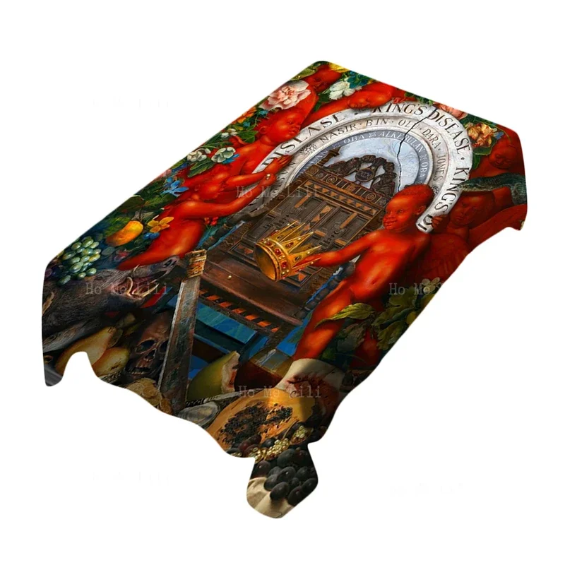 Nas Kings Disease Hip Hop The Plinth Affiche la splendeur de la bataille et de la vie, titre royal, nappe rectangulaire par Ho Me CAN i