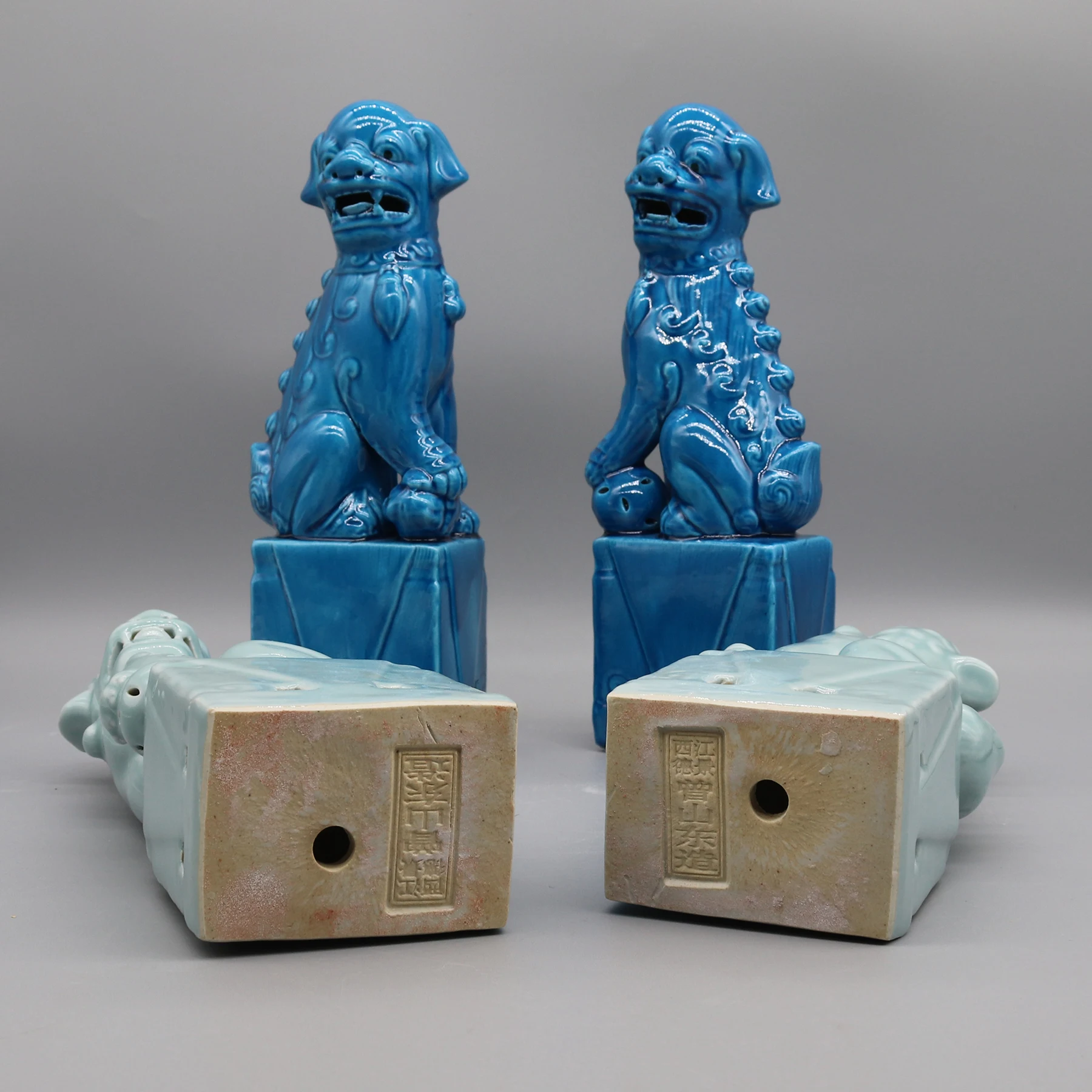 Paar Foo Dogs, Fu Dogs, Buddha Dogs, chinesische Wächterlöwen, Keramikskulptur, Heimdekoration – Detail 6