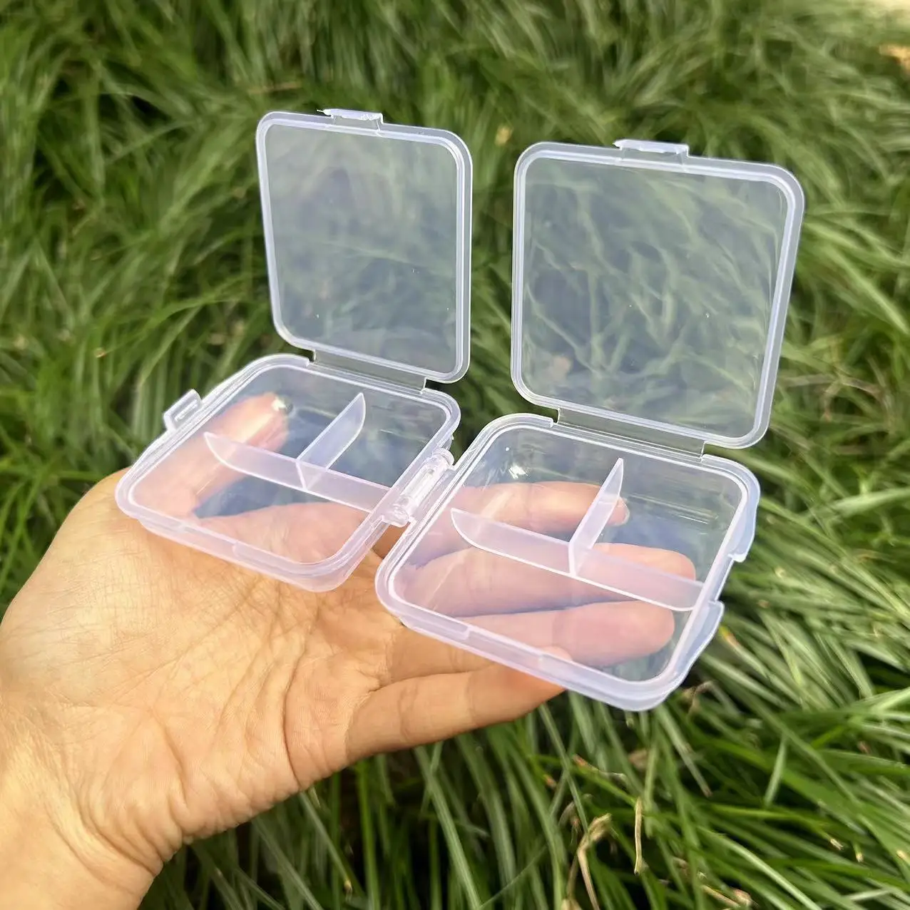 100pcs Transparent Plastic Box Jewelry Packaging Component For Receiving Box ID Card Jewelry Rectangle Home plastic storage box