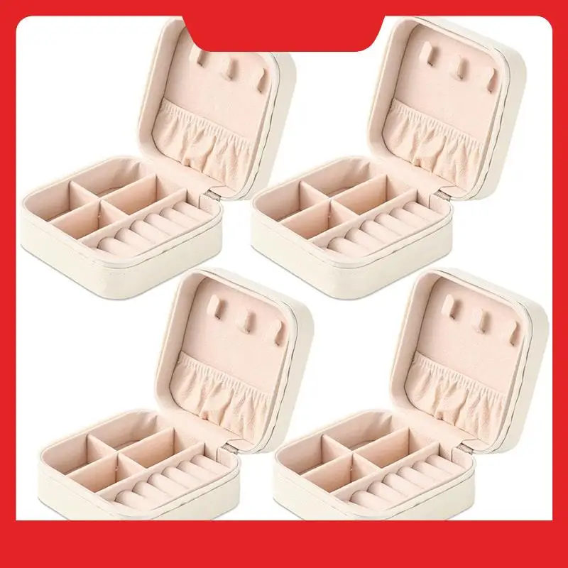 

A32HOT-Jewelry Box With Mirror,Small Jewelry Organizer Box,Travel Jewelry Case For Women, (4Pcs Mirror White)