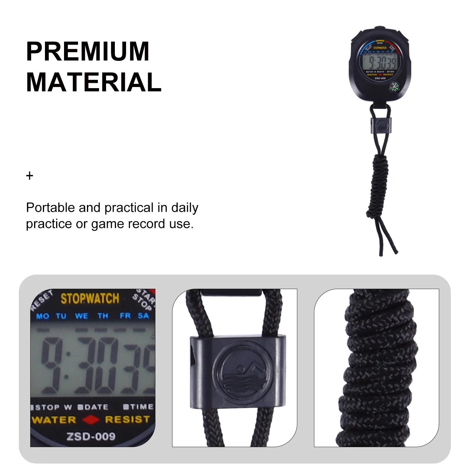 

1pc Portable Training Match Timer Practical Stopwatch Black Durable High Class Material For Racing Running Swimming Sports Game