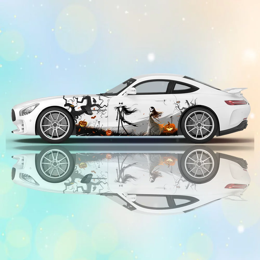 Skeleton Men and Women in Skirts Dance Car Side Sticker Decoration Protection, Waterproof Self-adhesive Sticker,Auto Accessories