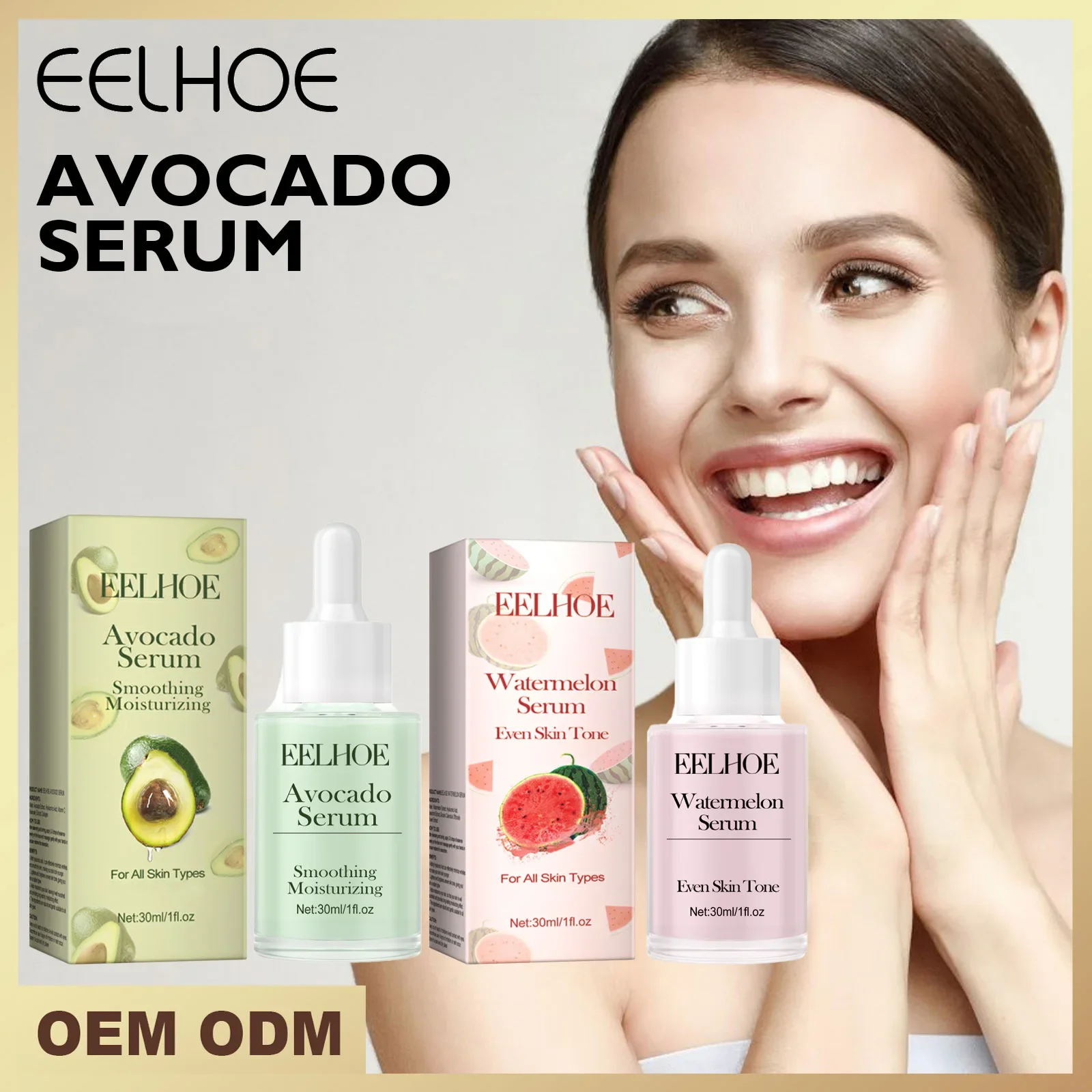 

30ml Eelhoe Avocado Watermelon Facial Essence Fading Wrinkle Firming Pore Hydrating Moisturizing Whitening Collagen Essence