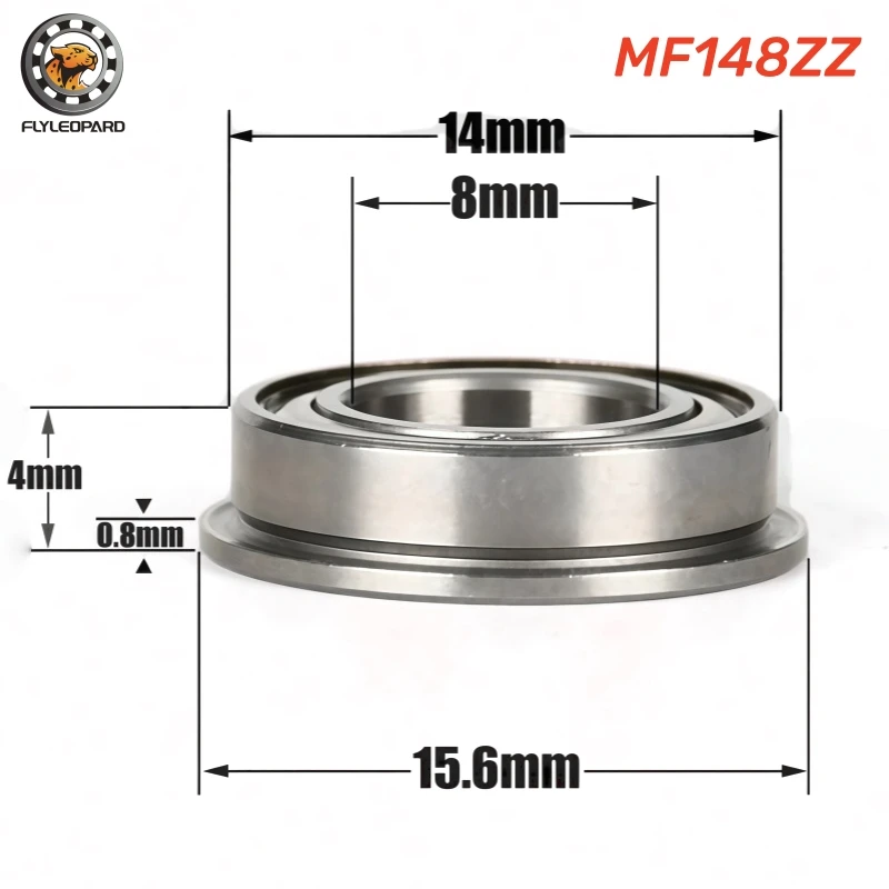 2Pcs MF148ZZ 8x14x4 mm Flange Bearing ABEC-7 MF63ZZ MF74ZZ MF83ZZ MF84ZZ MF85ZZ MF105ZZ MF115ZZ MF128ZZ Ball Bearing With Flange