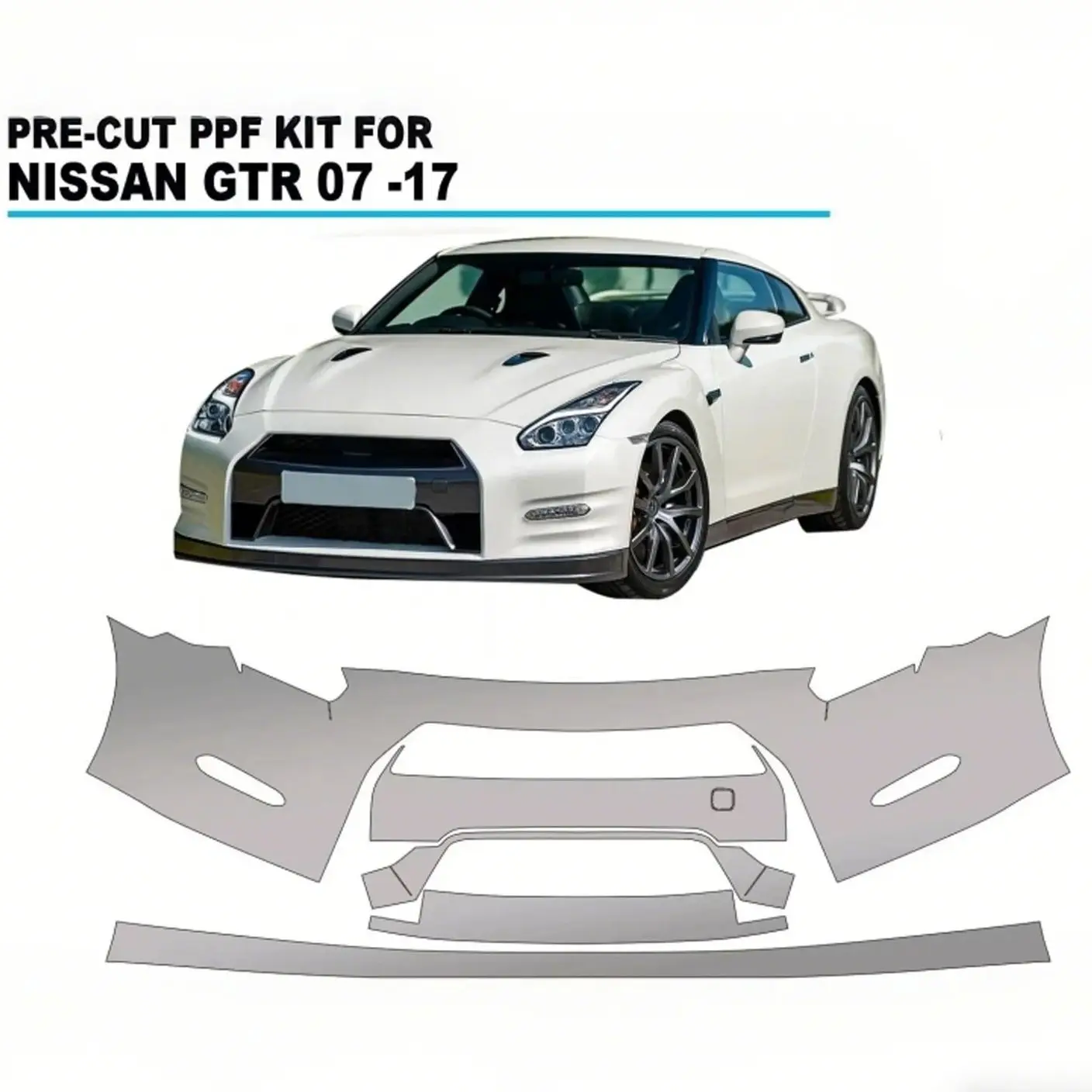 

For Nissan GTR 2007-2017 TPU Bumper Hood Scratch-Resistant Self-Healing Paint Protection Film Invisible Pre-cut PPF ﻿Kit