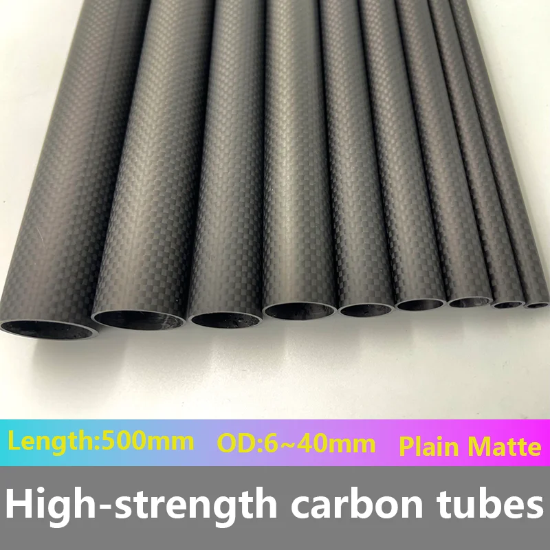 3K carbon fiber tube Plain Matte 2 pcs length 500MM OD 6-40MM wall thickness 1.5mm carbon tube is used for model airplanes