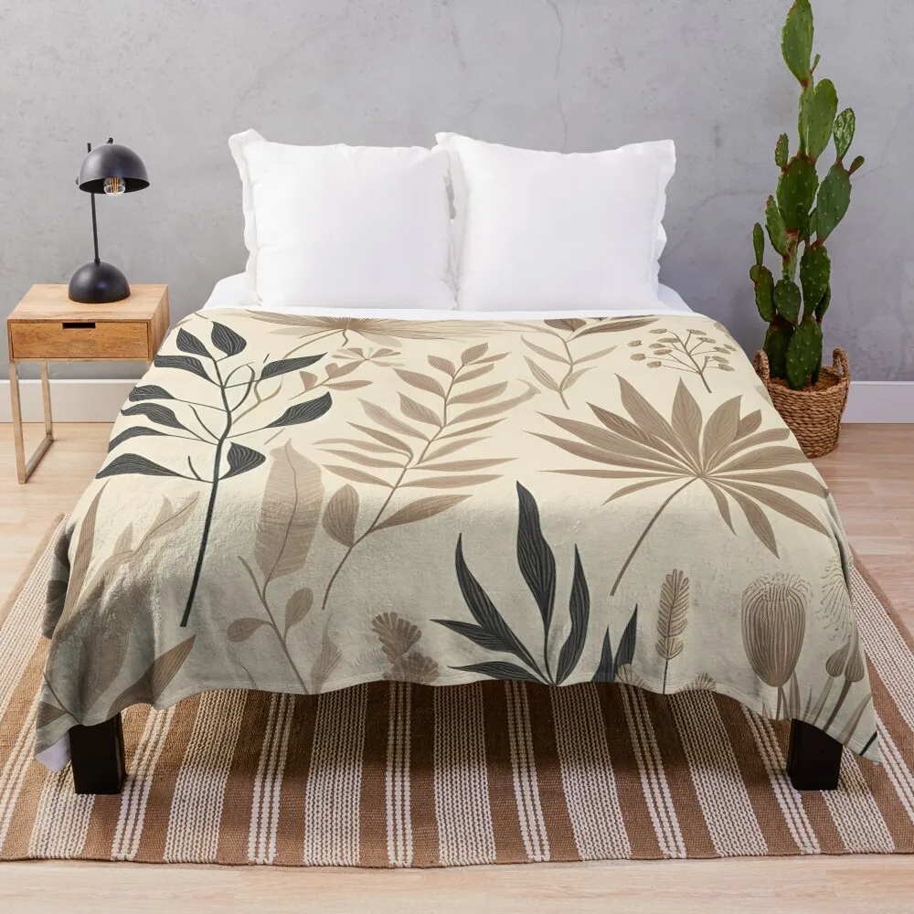 

Pale brown leaf pattern. Throw Blanket Soft Plaid Luxury Thicken blankets and throws Bed Fashionable Blankets