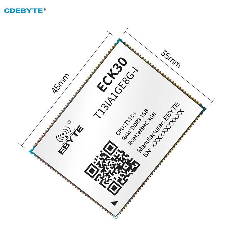 T113-i Industrial Grade ARM Dual Core A7 CDEBYTE ECK30-T13IA1GE8G-I 1G 4K Display Small Size Low Power Stamp Hole Support Linux