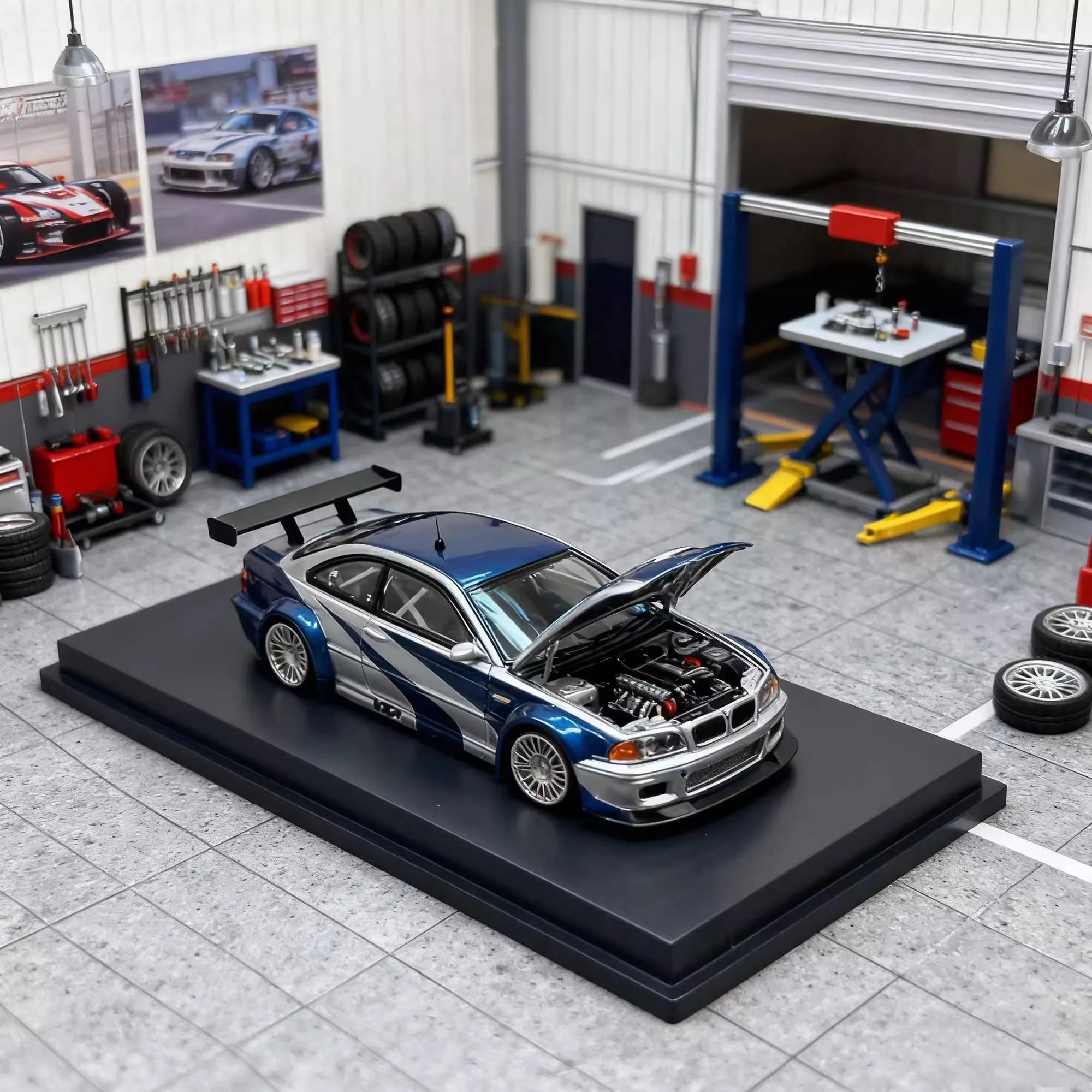 MJ 1:64 M3 GTR NSF capó de motor que se puede abrir modelo de coche de aleación