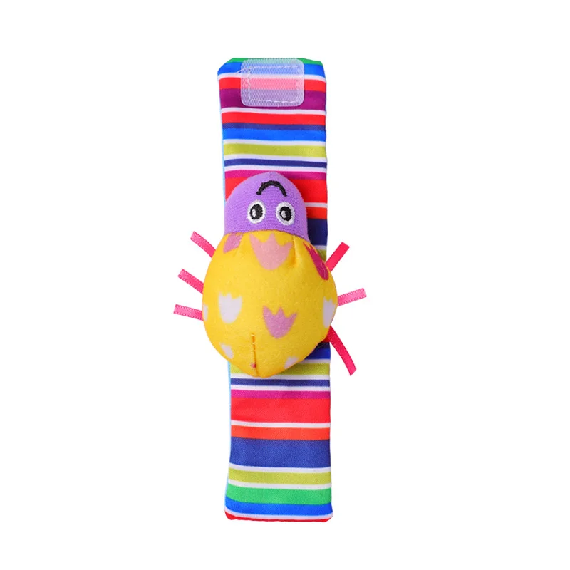 Pulseira de pulso do bebê relógio cinta meia conjunto alça de mão do bebê sino inseto dos desenhos animados animal calmante brinquedo de pelúcia juguetes para bebes игрушки