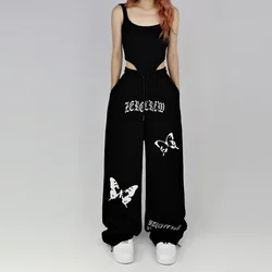 American Street Hip Hop Straight Graffiti Casual Sports Pants High Waist Drawstring Pockets Sweet Cool Jazz Dance Loose Trousers